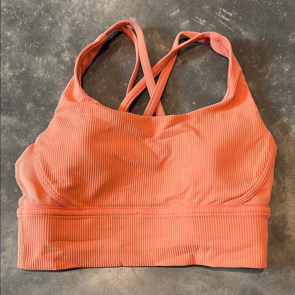Women's Coral Ribbed Sports Bra